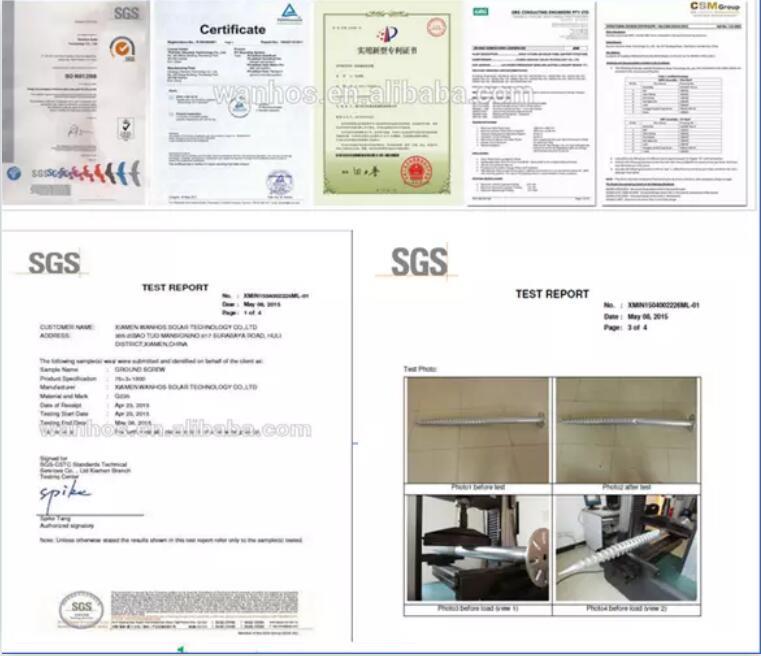certificado para el sistema de montaje en poste
