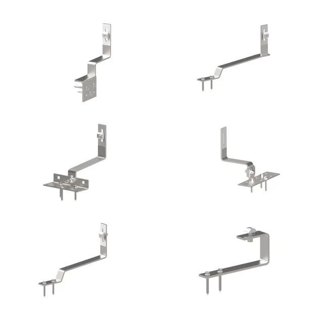 Residential Solar Flat Tile Roof Hooks Adjustable Aluminum Energy Mounting System End clamps Stainless Steel