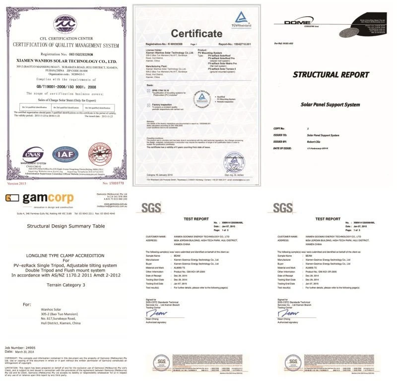 Certificate of Adjustable Solar Mount Certificate of Adjustable Solar Mount
